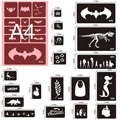 Konsait 262pcs Temporary Tattoos Stencils for Kids, Face and Body Paint Stencils Kit, Girl Boy Glitter Tattoos for Kids School Show Birthdays Halloween Christmas Party Favor Supplies