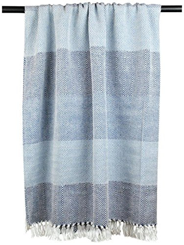 DII Herringbone Striped Collection Cotton Throw Blanket, 50x60, Blue - color: Blue, size: 50x60"