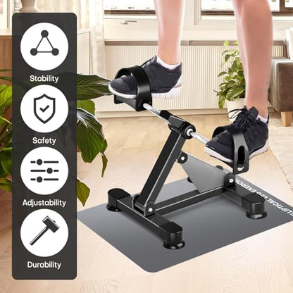 Under Desk Elliptical Mat - Non-Slip Exercise Equipment for Peloton Bike, Small Exercise Mat for Desk Workout Equipment - color: Grey 1 Pc