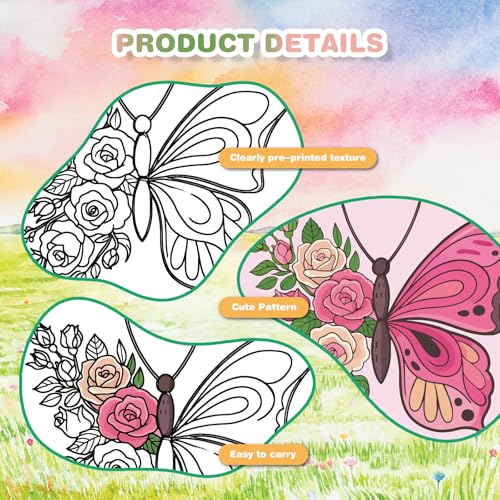 12 Packs Butterfly Pre Drawn Canvas to Paint, Pre Printed Canvas for Painting, Pre Stretched Canvas Outline Painting Boards for Beginners, Students, Party Favors(4 * 4in) - color: butterfly
