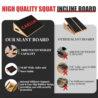 CAELUM Slant Board for Squats, Training Incline Wedge for Calf Stretching - color: Black