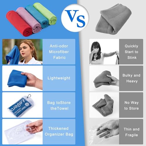 4Pack Cooling Towel 40"x12" Cooling Neck Wraps,Soft Breathable ChillyTowel | IceTowel, Microfiber Towels for Yoga, RunninGym, Camping, Fitness, Workout & More Activities - color: Mint Green / Sky Blue / Sakura Pink / Light Purple