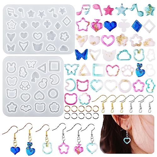 Attuslla Resin Shaker Silicone Molds Earrings Resin Molds Silicone with Glitter for DIY Jewelry Pendant Necklace Ornament - color: Style 10