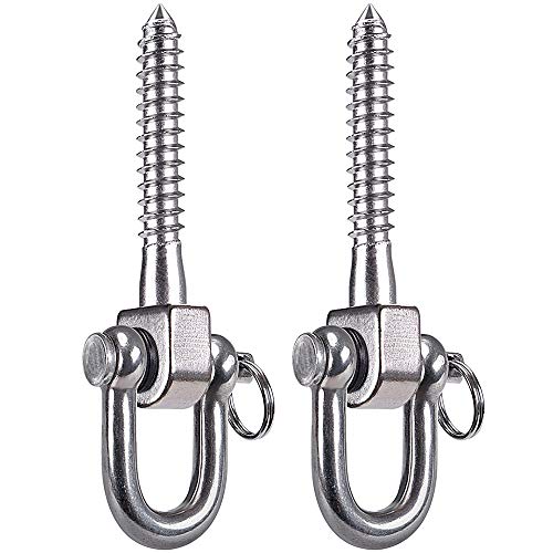 SELEWARE 2 Pack Swing Hangers Swing Set Hooks Stainless Steel Hammock Hooks - color: Stainless 2 Pack Swing Hooks