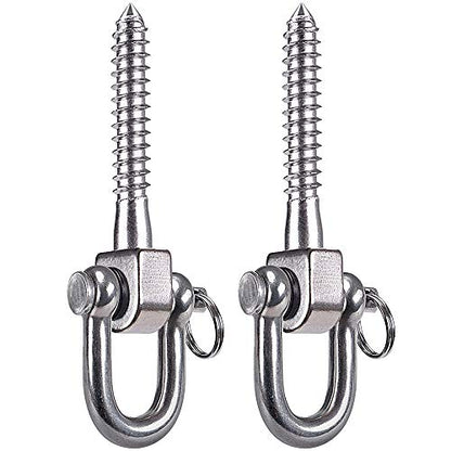 SELEWARE 2 Pack Swing Hangers Swing Set Hooks Stainless Steel Hammock Hooks - color: Stainless 2 Pack Swing Hooks