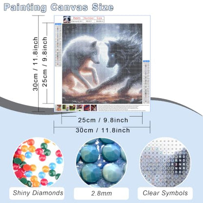 FHBUBPUP Wolf Diamond Art Kits for Adults, Diamond Painting Kits for Beginners - DIY Full Drill Round Dot Gem Art, Craft Gift Suitable for Home Wall Decoration 12×12Inch