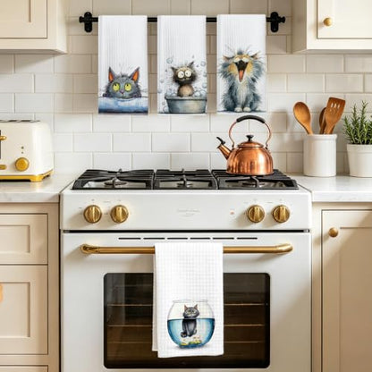4 Pcs Funny Cat Kitchen Towels, Cute Cats Gifts Reusable Hand Towels-03 - color: Multi 1618