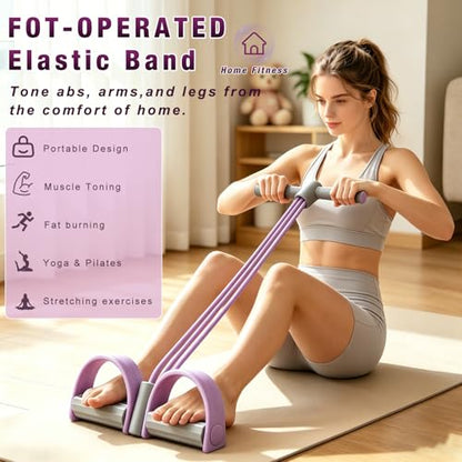 Pedal Resistance Bands with Handles,6-Tube Elastic Foot Yoga Pedal Resistance Bands,Natural Rubber Foot Pedal Resistance Bands,Multifunction Fitness Bands for Abdomen,Waist,Arm,Leg Stretching Training - color: Purple