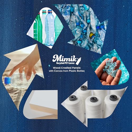 Creative Mark Mimik Recycled PET Cradled Canvas Panel 1-1/2" Depth- 12x12" Pack of 4 - Medium-Textured Painting Board for Eco-Conscious Artists, 14.11 oz Triple-Acrylic-Primed Weight - size: 12x12" Pack of 4