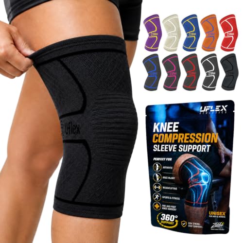 UFlex Athletics Knee Brace for Men and Women Knee Compression Sleeve Knee Support Wraps for Arthritis Joint Pain Relief, Workout, Swelling, Sports, Circulation, Running, & ACL Recovery - color: Black, size: Small