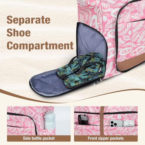 Beach Bag for Women - 35L Large Tote Bag, Waterproof & Sandproof, Zippered Carry On Bag for Pool, Beach & Travel - color: Pink