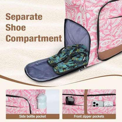 Beach Bag for Women - 35L Large Tote Bag, Waterproof & Sandproof, Zippered Carry On Bag for Pool, Beach & Travel - color: Pink