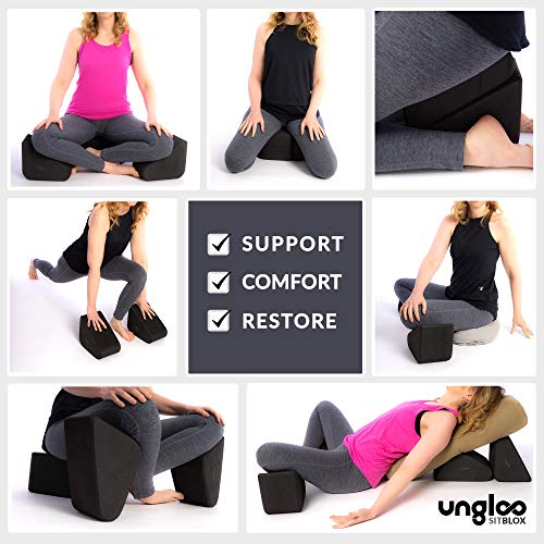 Ungloo Supportive Yoga Block Wedges for Seated Meditation – Elevates Knees, Reduces Hip Pressure, and Improves Cross-Legged Posture - color: Black