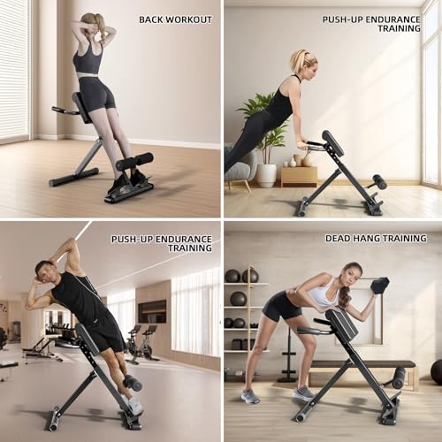 Roman Chair Hyperextension Bench – Adjustable Back Extension Machine for Glutes, Hamstrings & Lower Back – Foldable Multi-Purpose Workout Equipment for Home Gym - size: Medium
