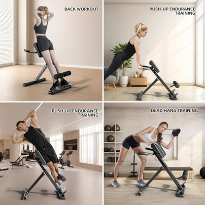 Roman Chair Hyperextension Bench – Adjustable Back Extension Machine for Glutes, Hamstrings & Lower Back – Foldable Multi-Purpose Workout Equipment for Home Gym - size: Medium