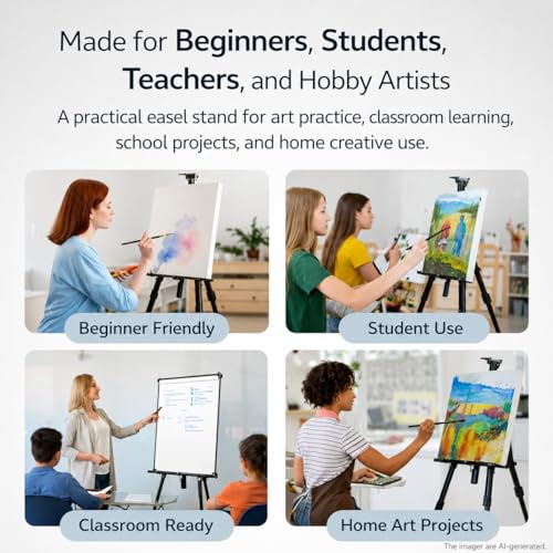 NS JYMB Easel Stand for Sign and Painting, 17-66 Inch Adjustable, Black | Portable metal tripod easel for display stand, canvas holder, floor, poster board, wedding signs and travel use - style: 66Black 1pack
