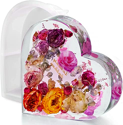 Large Silicone Molds for Resin, Heart Resin Mold, Epoxy Resin Molds for Flowers Preservation, Resin Art Casting, DIY Wedding, Valentine, Home Decors (8.3'' x 2'') - size: Heart Resin Mold