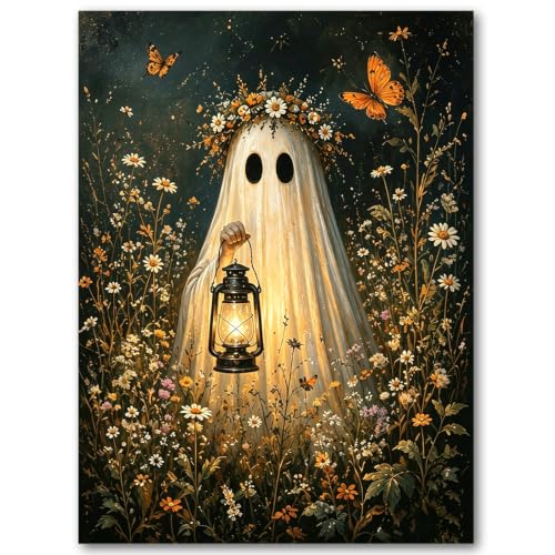 SUJINMEI Ghost Paint by Numbers Kit for Adults Without Frame 16X20 inch | Halloween Adult Paint by Number Kits on Canvas, Halloween Painting by Numbers for Adults, Acrylic Paints for Home Wall Decor - color: MT23047-US