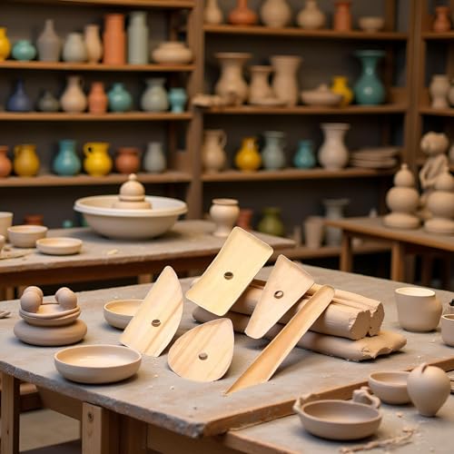 5 Pcs Wooden Pottery Clay Ribs Ceramic Potter Rib Ceramic Clay Sculpting Scrapers Tools Pottery Shaping Trimming Tools Ceramic Pottery Tools