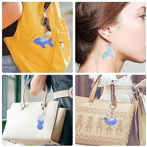 Attuslla 2 PCS Resin Earring Molds Ocean Series Pendant Resin Molds Silicone Jewelry Silicone Resin Molds Making Kits with Ear Hooks, Jump Rings for DIY Earrings, Necklace, Pendant Supplies - color: Style 2