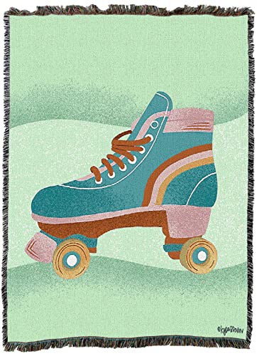 Pure Country Weavers Roller Skate Blanket by Kyra Brown - Gift Tapestry Throw Woven from Cotton - Made in the USA (72x54) - color: Roller Skate