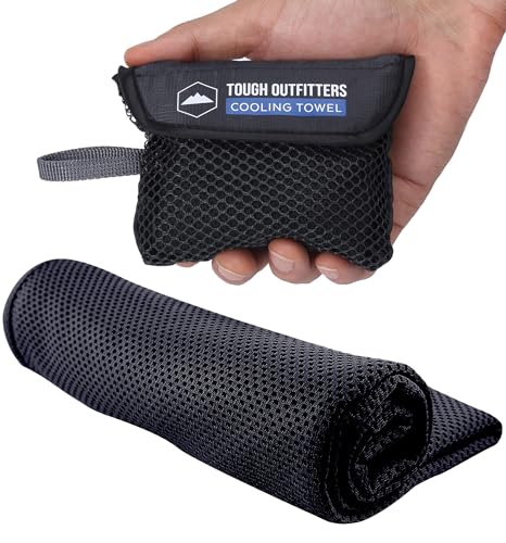 Tough Outdoors Cooling Towels for Neck Face - Neck Cooling Towel for Hot Weather Yoga Sports Golf Sweat - Instant Cold Towel - color: Black, size: Single Pack