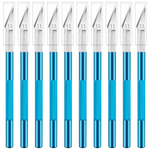 JETMORE 10 Pack Exacto Knife Set, Exacto Knife for Crafting, Hobby Knife and Pen Knife, Craft Knife Set for Paper, Vinyl, Cardstock, Stencil, Scrapbooking, Trimming, Carving and DIY Projects (Blue) - color: Blue, size: 10 Pack