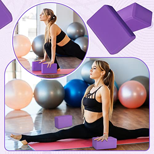 Wettarn 6 Pack Yoga Blocks 9 x 6 x 4 Inch EVA Foam, Lightweight | Non Slip, Yoga Props Accessories for Pilates, Stretching and Meditation - color: Purple