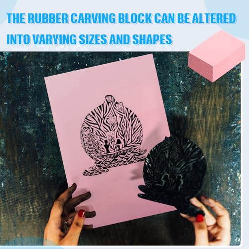 10 Pcs 4" x6“ Pink Rubber Art Soft Linoleum Carving Block, Rubber Crafts Linocut Block for Printmaking,Stamp Carving Block - size: 10