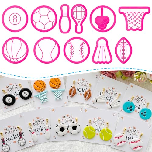 Sports Polymer Clay Cutters Set – Molds, Clay Cutters for Polymer Clay, Clay Earring Tools - color: G color