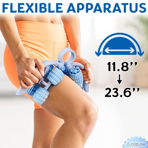 COZLOW Leg Massage Roller - Adjustable Arm Belly Massager Roller Stick to Reduce Cellulite Appearance - Deep Tissue Myofascial Release Tool - Lymphatic Drainage Massaging Tool - color: Blue/White