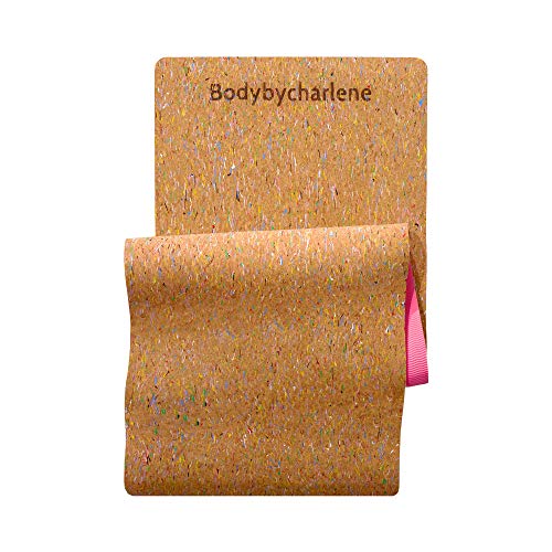 Air Cork Yoga Mat - Bodybycharlene - Non Slip, Anti Skid Cork Surface with TPE Backing - 71"X24"X10mm Thick Yoga Mats! - color: Rose