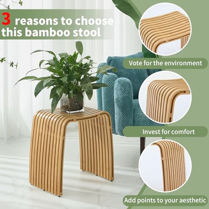 Bamboo Shower Bench, Waterproof Non-Slip Bath Stool,Sturdy Stable - color: Color No., size: Set of 1