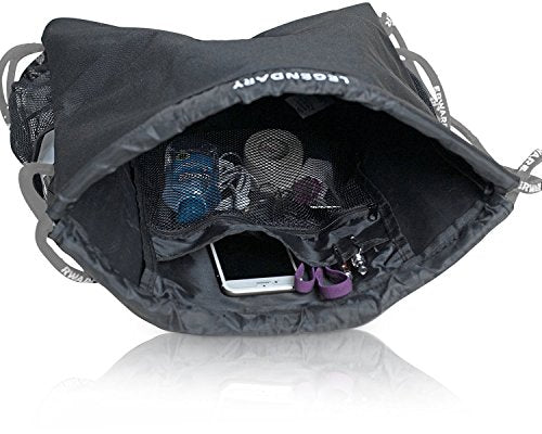 Soccerware Legendary Drawstring Gym Bag - Waterproof | For Sports & Workout Gear | XL Capacity | Heavy-Duty Sackpack Backpack - color: Graphite