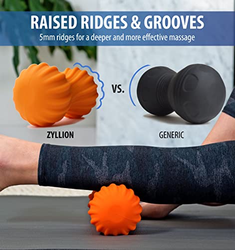 Zyllion ZMA-30 Vibrating Peanut Massage Ball Roller for Pain Relief, Orange | Cordless, Deep Tissue, Electric, Rechargeable, Body Massager, 4 Modes, Physical Therapy, Muscle Recovery, Myofascial Release - color: Orange