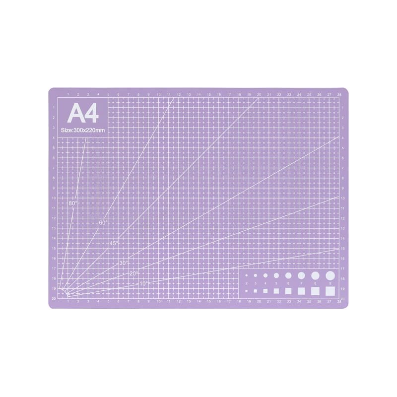 A4 Self-Healing Cutting Mat, Double-Sided Craft Mat with Grid Lines, Precision Rotary Cutting Board for Office Desk, Art Craft, Sewing, Hobby, and DIY Projects - 9x12 Inches - color: Purple