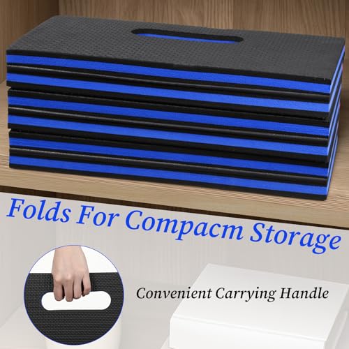 Ptwola Foldable EVA Mat with Carrying Handle, 2.5cm Thick Foam Cushion - color: Blue Border