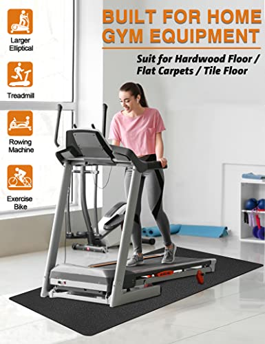 Treadmill Mat, 5'x2.5'/5.6'x2'/6.5'x3'/8'x3',6mm Thickness Exercise Equipment Mat for Carpet Hardwood Floors, Compatible with Walking Pad,Spin Bike,Elliptical Trainer,Rowing Machine - size: 78"L x 36"W x 0.24"Th