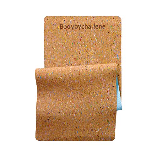 Air Cork Yoga Mat - Bodybycharlene - Non Slip, Anti Skid Cork Surface with TPE Backing - 71"X24"X10mm Thick Yoga Mats! - color: Ocean