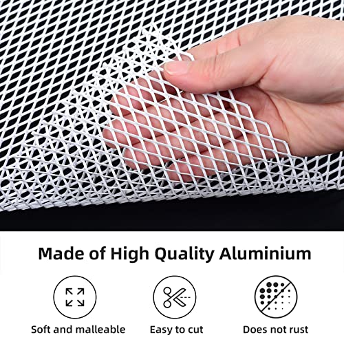 AggAuto Universal 40"x13" Car Grill Mesh 6x12mm Rhombic Hole White | Aluminum Alloy Automotive Grille Insert Bumper, One of the Most Multifunctional Shape Grids 100x33cm - size: 6x12mm Rhombus - White