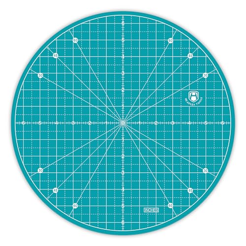 13"x13" Round Rotating Cutting Mat, Self Healing Mat with 360-Degree Rotation & Anti-Slip Base, Sewing Board Cutting Mat Perfect for Fabric Quilting Leather Hobby Project, Turquoise - color: Turquoise, size: 13"L x 13"W