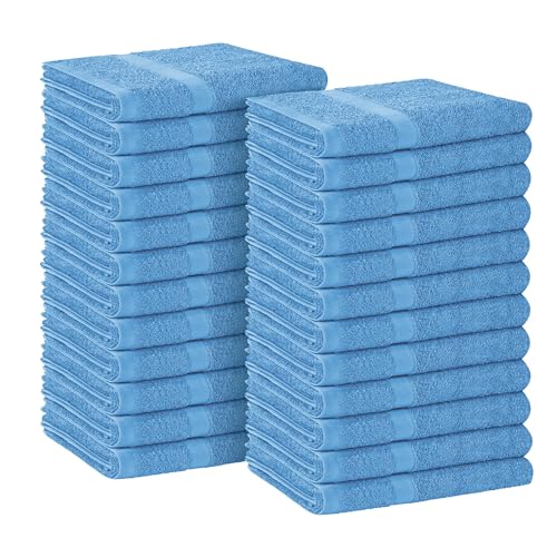 Avalon Towels Salon Towel - Sky Blue Hand Towels Bulk Pack of 24 - 100% Cotton Absorbent Spa, Facial & Gym Towel for Working Out - 16x27 Inches (Not Bleach Proof) - color: Skyblue, size: 16x27 Inch (Pack of 24)