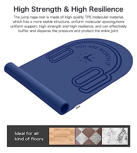 8/20/30mm Jump Rope Mat Fitness Exercise Mat Durable, Non-Slip, Workout Mats with Jump Rope & Carrying Bag for Home Gym Flooring (55"x 24") - color: Blue-8mm