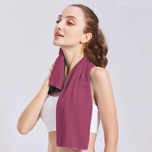 Cooling Towels for Neck and Face, Portable Beach Towel with Waterproof Bag Carabiner for Men and Women, Breathable Quick Dry Yoga Towel for Golf Gym Camping Running Fitness Climb, 35"x12", Rose Red - color: Rose Red