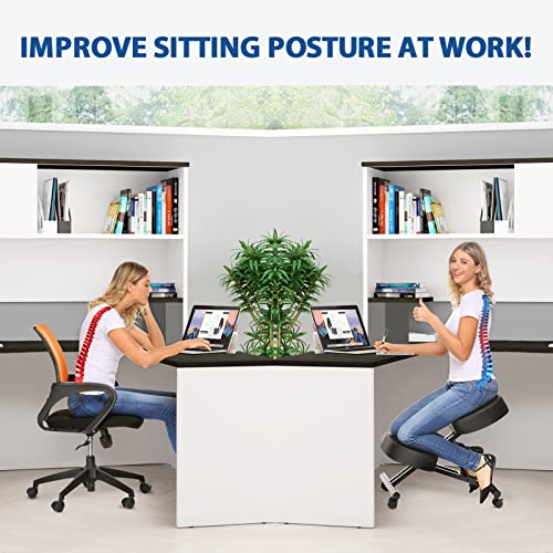 Ergonomic Kneeling Chair, Meditation Chair with Height Adjustable and Cushion for Home and Office, Posture Office Stool with an Angled Seat and Casters - size: Height-Angle Adjustable