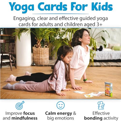 Yoga Cards for Kids, Age 5+, 44 Fun Animal Poses & Breathing Exercise Game