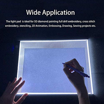 A4 Light Pad for Diamond Painting, Diamond Art Light Board, USB Powered | Led Light with 3 Level Brightness Apply to 5D Diamonds Art Craft, Sketching, Animation,Weeding Vinyl - size: A4