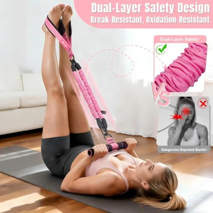 Pedal Resistance Bands Set with Handles, 6-Tube Elastic Stretch Bands - color: Purple