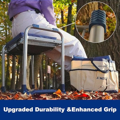 Aimerla K5 Foldable Kneeler Seat - Heavy Duty (Detachable Cloud Kneeler Pad) - Garden Stool - 2 Large Tool Bags - Portable Bench for Indoor & Outdoor - size: K5-Blue