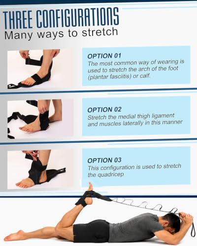 Plantar Fasciitis Stretch Strap with Foot Loop, Calf Stretcher for Achilles Tendon & Foot Pain Relief, Physical Therapy Stretching Band for Flexibility, Recovery and Rehabilitation